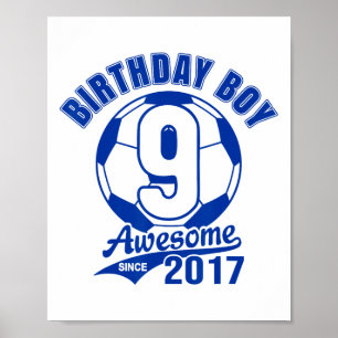 Soccer 9th Birthday Boy Kids Sports Footll Party G Poster