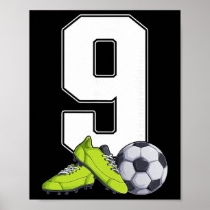 Soccer 9th Birthday Footller Boys Kids 9 Year Old  Poster