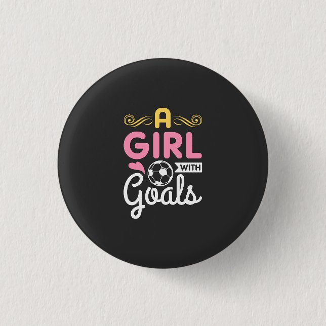 Soccer - A Girl With Goals 1 Inch Round Button (Front)