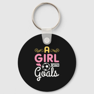 Soccer - A Girl With Goals Keychain