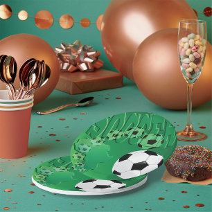 Soccer Africa Bold Green Football Paper Plate