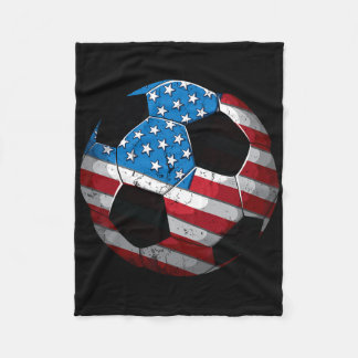 Soccer American Flag Cute 4th Of July Funny Us Ame Fleece Blanket