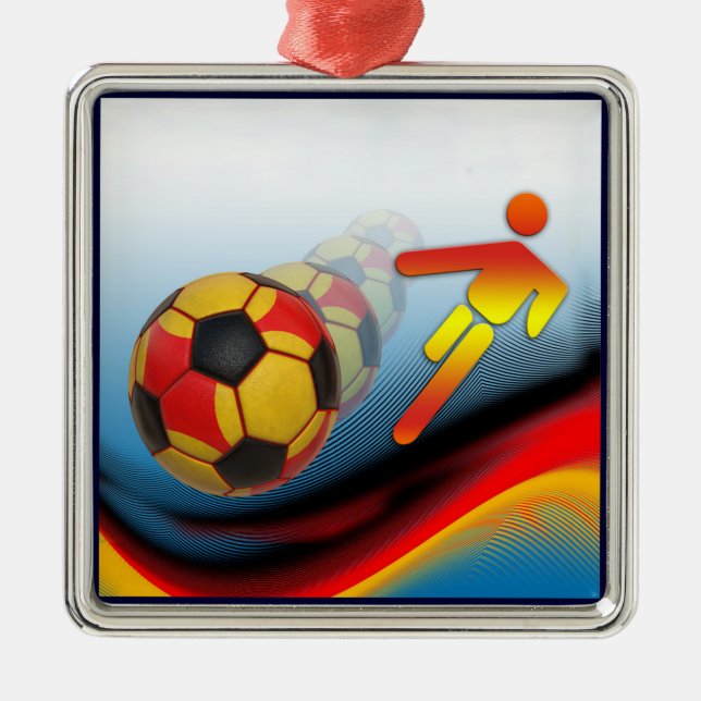 Soccer and Football Dynamics Metal Ornament (Front)