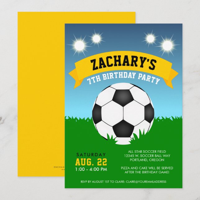 Soccer Anniversaire Fête Invitation (Devant / Derrière)