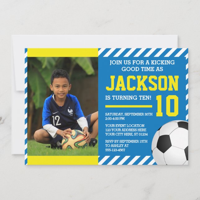 Soccer Anniversaire Invitation avec photo (Devant)