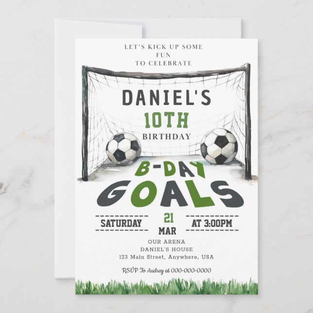 Soccer Anniversaire Invitation Sport Invitation B  (Devant)
