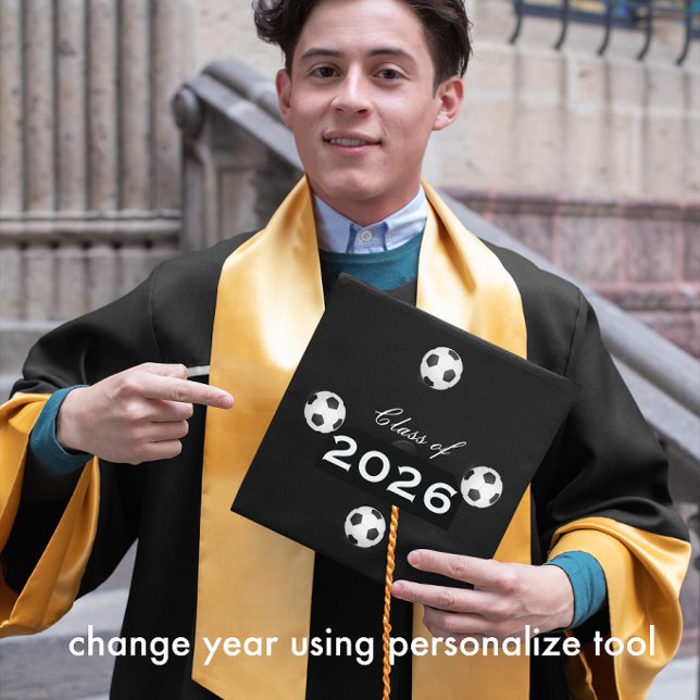 Soccer Any Custom Colour Class of Year Graduation Cap Topper (Creator Uploaded)