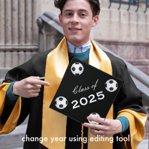 Soccer Any Custom Colour Class of Year Graduation Cap Topper