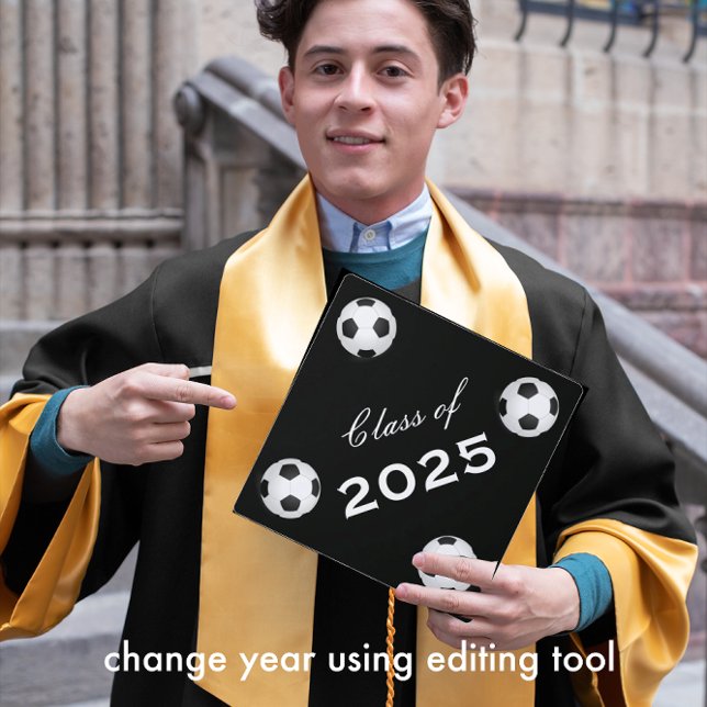 Soccer Any Custom Colour Class of Year Graduation Cap Topper (Creator Uploaded)