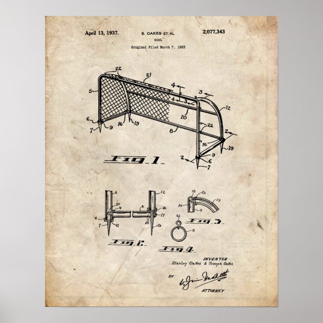Soccer Art Patent Poster (Front)