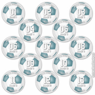 soccer athletes team colors set of 13 teal white