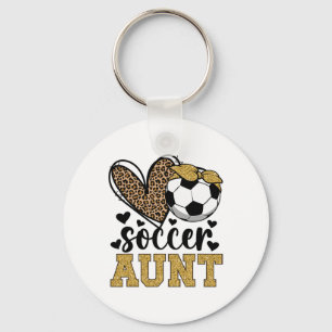 Soccer Aunt Heart Soccer Auntie Of A Soccer Player Keychain