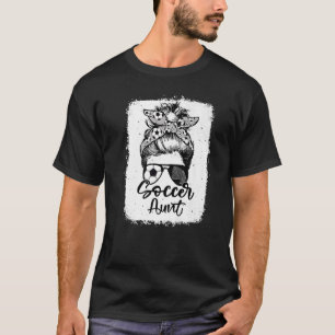 Soccer Aunt Vintage Leopard Messy Bun Bleached T-Shirt