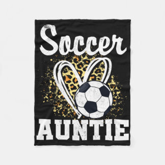 Soccer Auntie Leopard Heart  Fleece Blanket