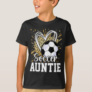 Soccer auntie leopard heart T-Shirt