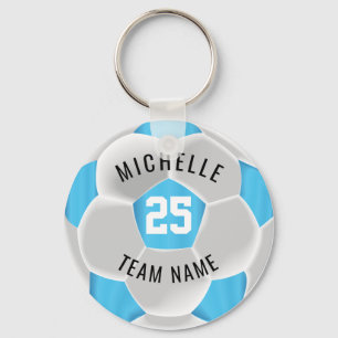 Soccer  - Baby Blue and White Keychain