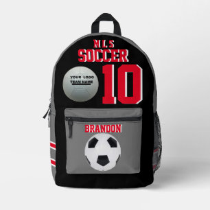 soccer backpacks grey black personalized player  