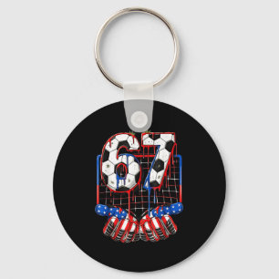 Soccer Ball 67 Drip Six Seven Gen Alpha Meme Usa F Keychain