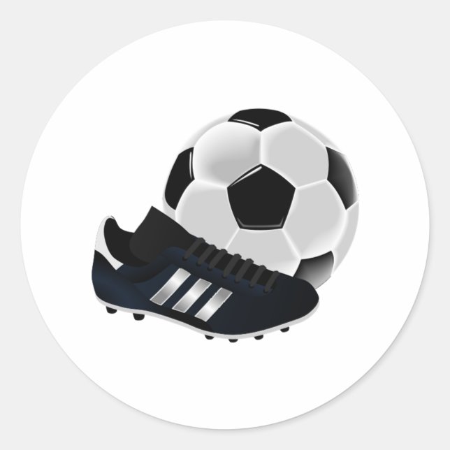 Soccer Ball and Cleats Classic Round Sticker (Front)