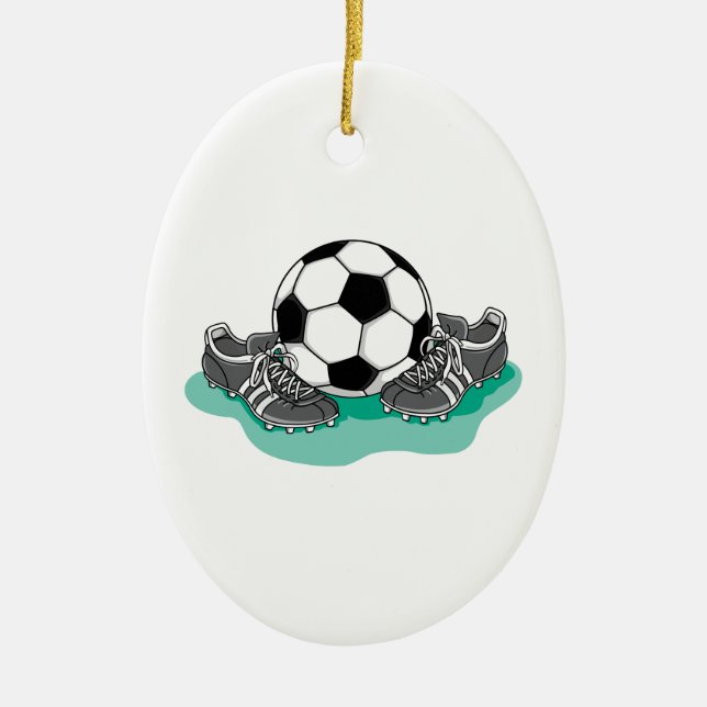 soccer ball and cleats vector design ceramic ornament (Front)