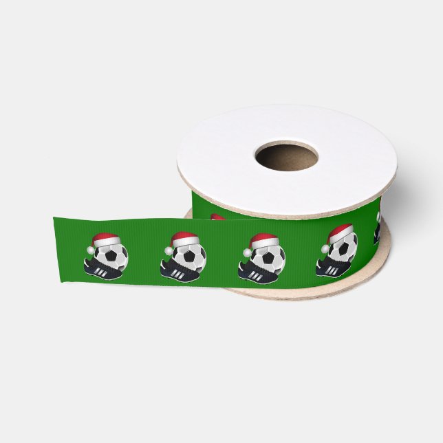 Soccer Ball and Shoe Christmas  Grosgrain Ribbon (Spool)