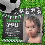 Soccer Ball Any Age Photo Birthday Thank You Card<br><div class="desc">Say thank you in style with these trendy 1st birthday thank you cards. The template wording & photo is easy to personalize and your family and friends will be thrilled when they receive these fabulous thank yous.</div>