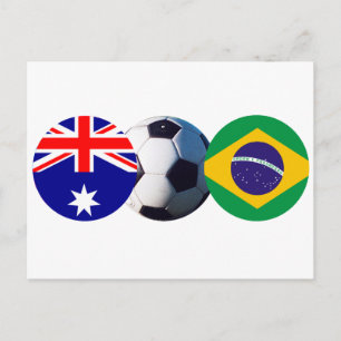 Soccer Ball Australia & Brazil Flag The MUSEUM Postcard