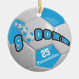 Soccer Ball - Baby Blue   Personalize Ceramic Ornament