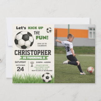 Soccer Ball Birthday Invitation with photo
