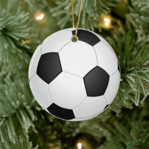 Soccer Ball Black and White Classic Ceramic Ornament