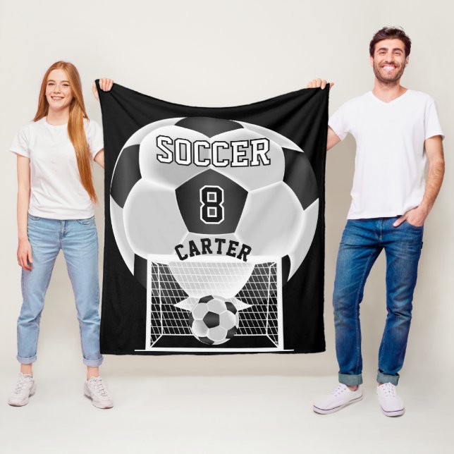 Soccer Ball - Black and White Fleece Blanket (In Situ)