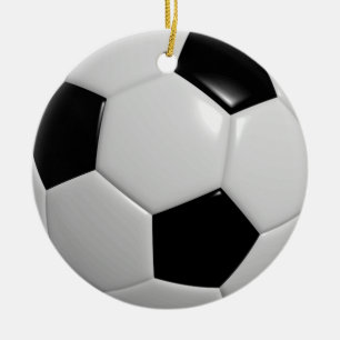 Soccer Ball   Black Ceramic Ornament