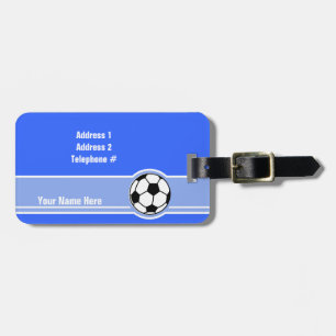 Soccer Ball; Blue Luggage Tag