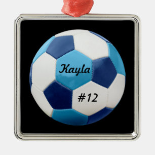 Soccer Ball Blues Metal Ornament