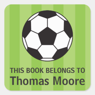 Soccer ball bookplate sticker/book label for kids