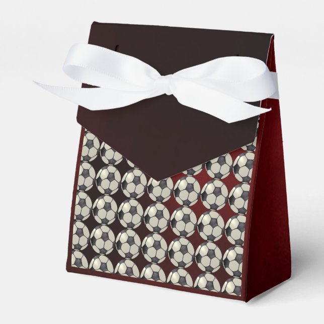 Soccer Ball / Burgandy Favor Box (Front Side)