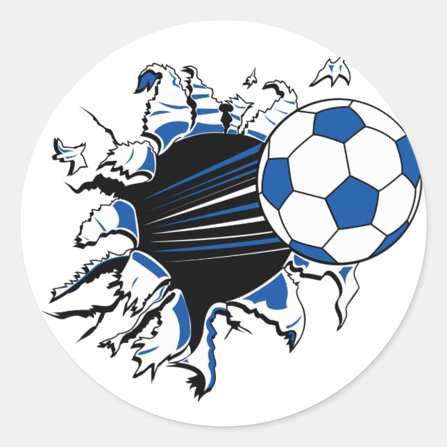 Soccer Ball Burst Classic Round Sticker (Front)