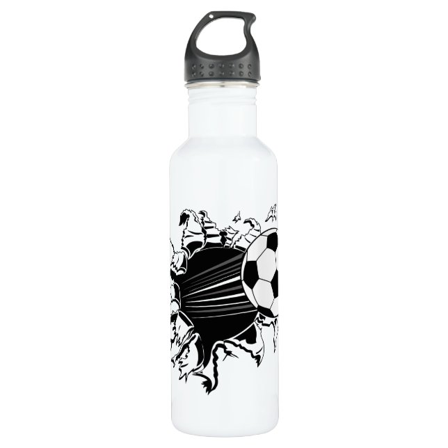 Soccer Ball Busting Out 710 Ml Water Bottle (Front)