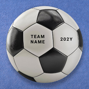 Soccer Ball Button Pin   Custom Team Name Buttons