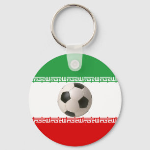 Soccer ball centre of Iranian flag Keychain