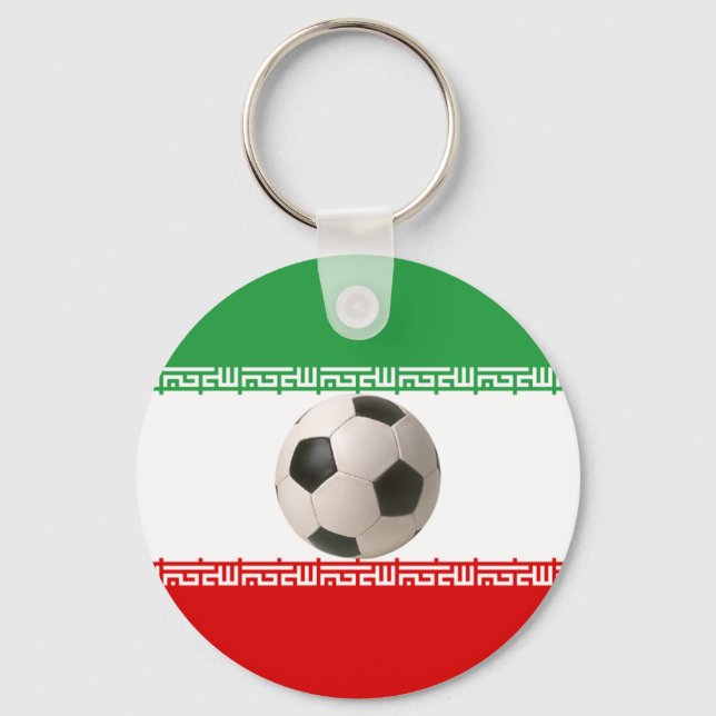 Soccer ball centre of Iranian flag Keychain (Front)