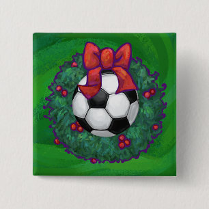 Soccer Ball Christmas 2 Inch Square Button
