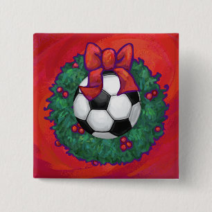 Soccer Ball Christmas 2 Inch Square Button