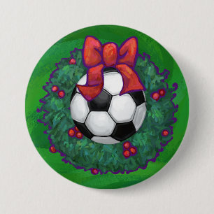 Soccer Ball Christmas 3 Inch Round Button
