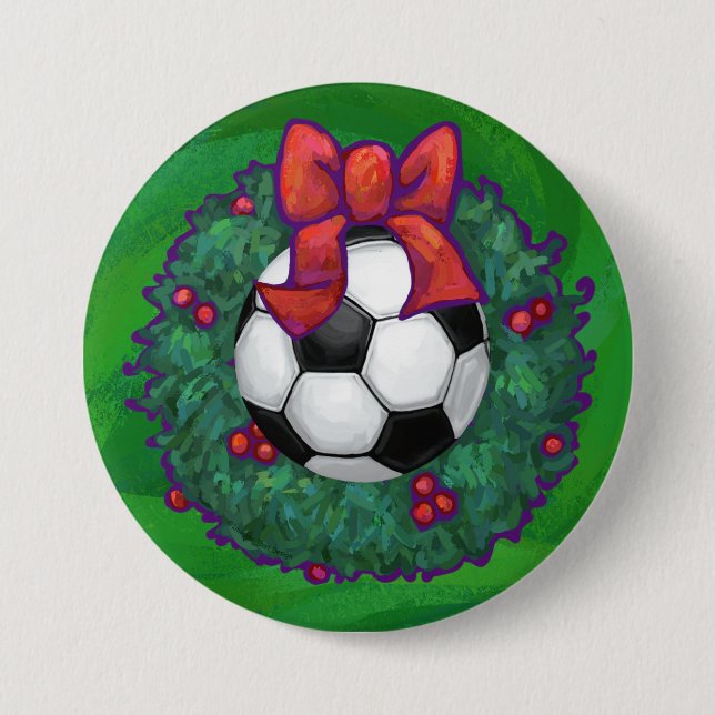Soccer Ball Christmas 3 Inch Round Button (Front)