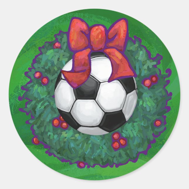 Soccer Ball Christmas Classic Round Sticker (Front)