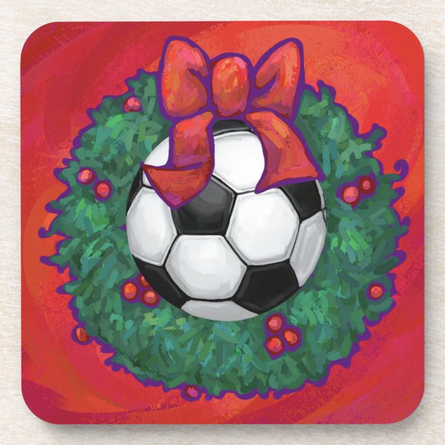 Soccer Ball Christmas Coaster (Front)