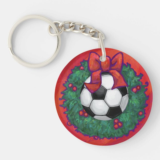 Soccer Ball Christmas Keychain (Front)