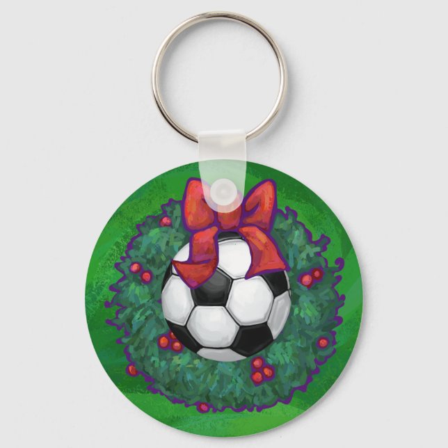 Soccer Ball Christmas Keychain (Front)