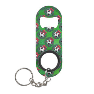 Soccer Ball Christmas Keychain Bottle Opener